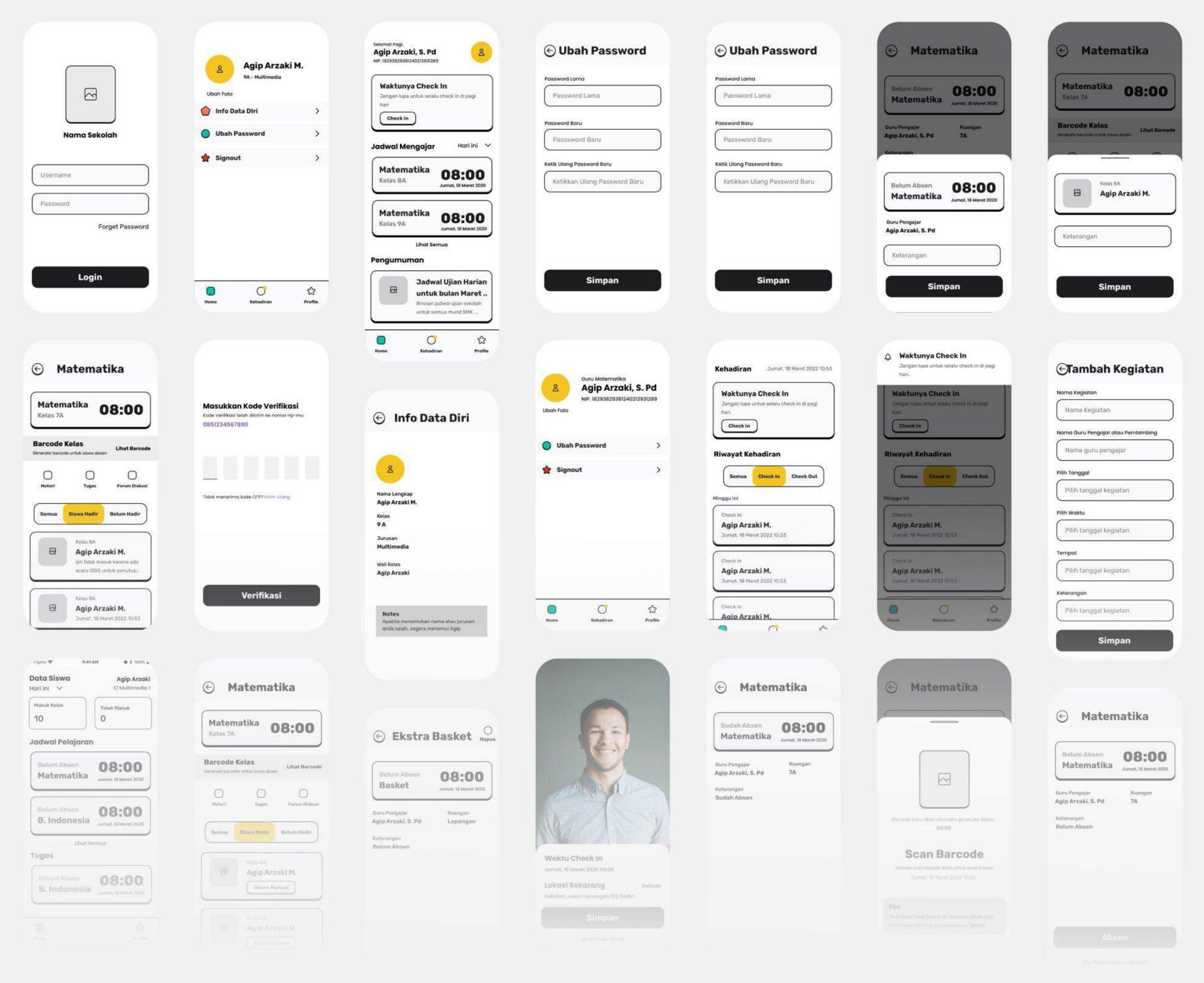Wireframes for the InStudi mobile apps