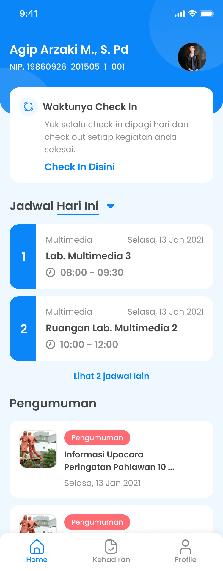 Homepage screen